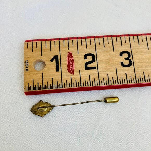 Gold Tone Stick Pin with Black Rhinestone Vintage Lapel Scarf Tie Brooch - Picture 4 of 9